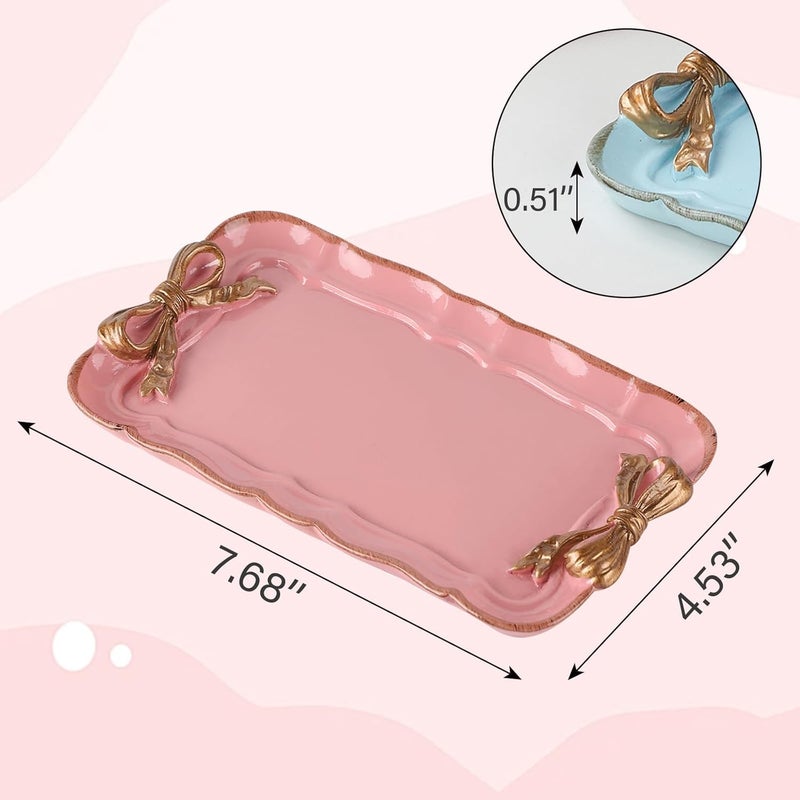 IBWell Resin Aesthetic Room Décor Pink Jewelry Tray Cute Home Decor Aesthetic Trays for Decor Girly Room Décor - Image 2